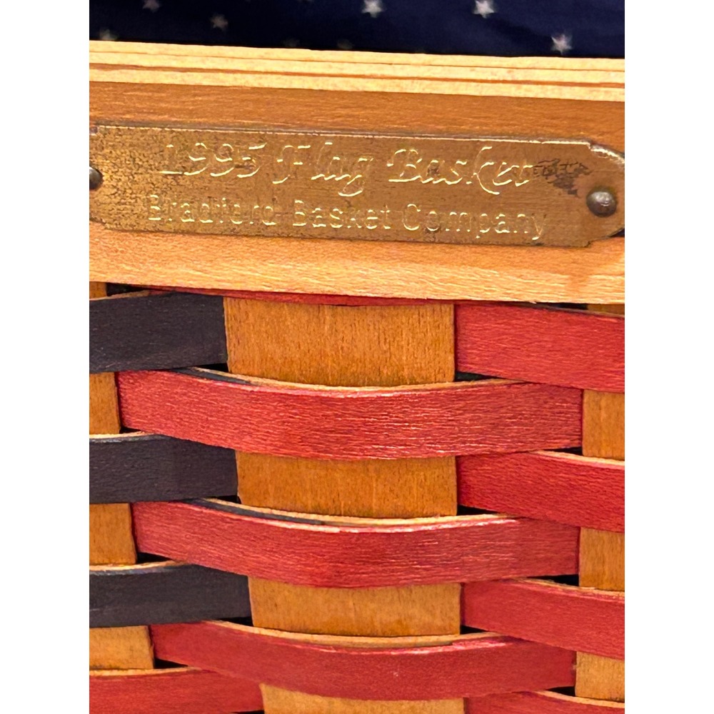 Bradford Basket Company 1995 Flag Basket Patriotic Woven Wood Star Liner USA - Picture 4 of 6